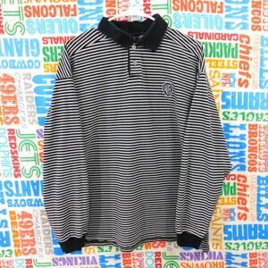 Vintage 90s Warner Bros Studio Store Rugby Shirt Size XL Black White Chest Logo